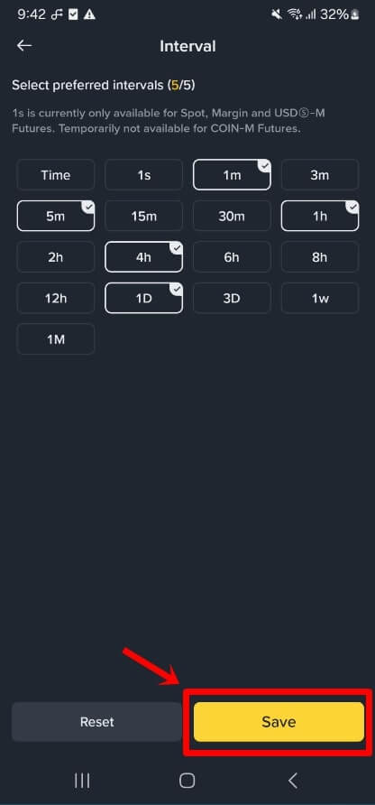 원하는 캔들을 선택한 후 즐겨찾기 저장을 누르는 모습