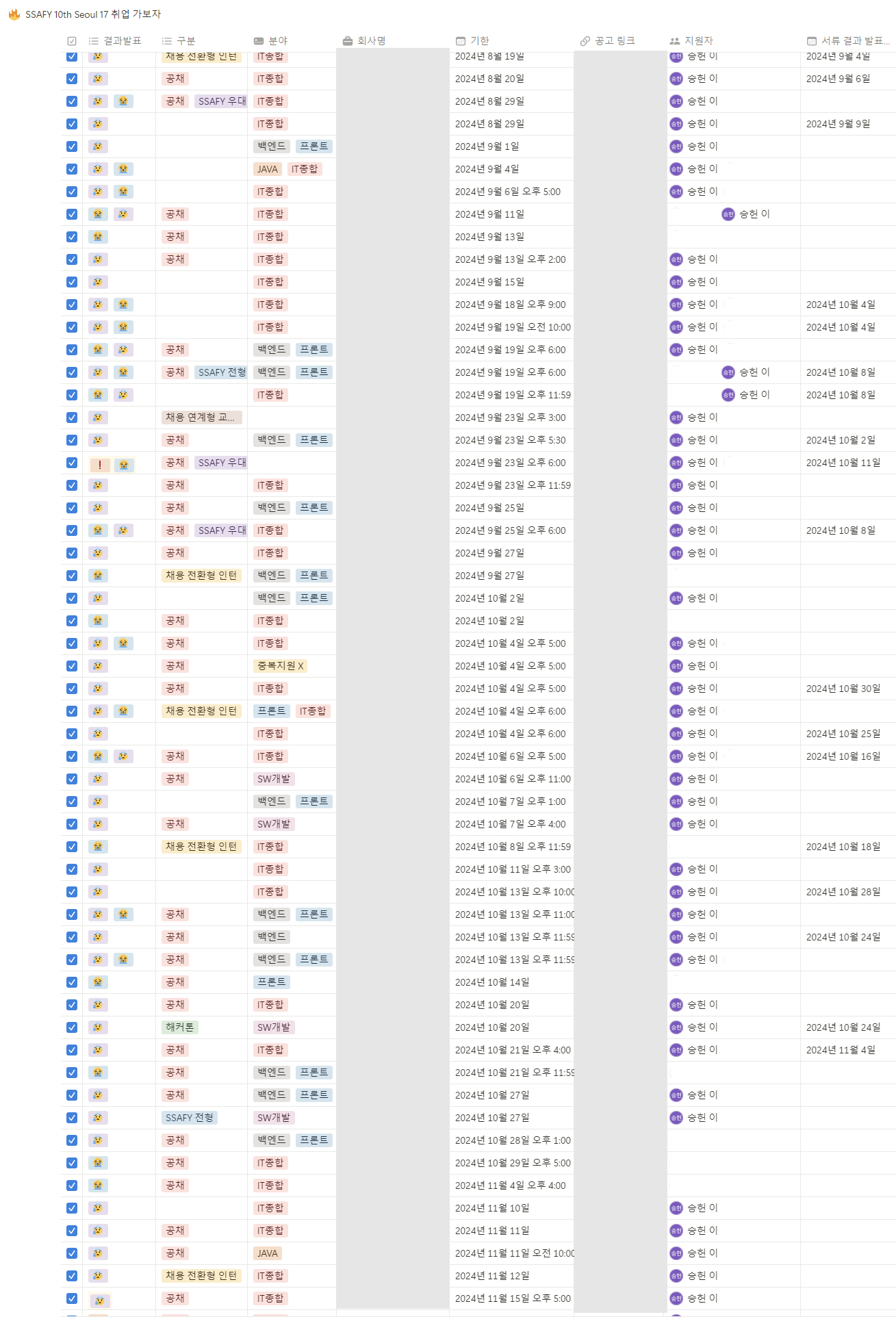 24년 하반기 서류 지원 목록