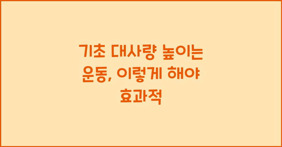 기초 대사량 높이는 운동