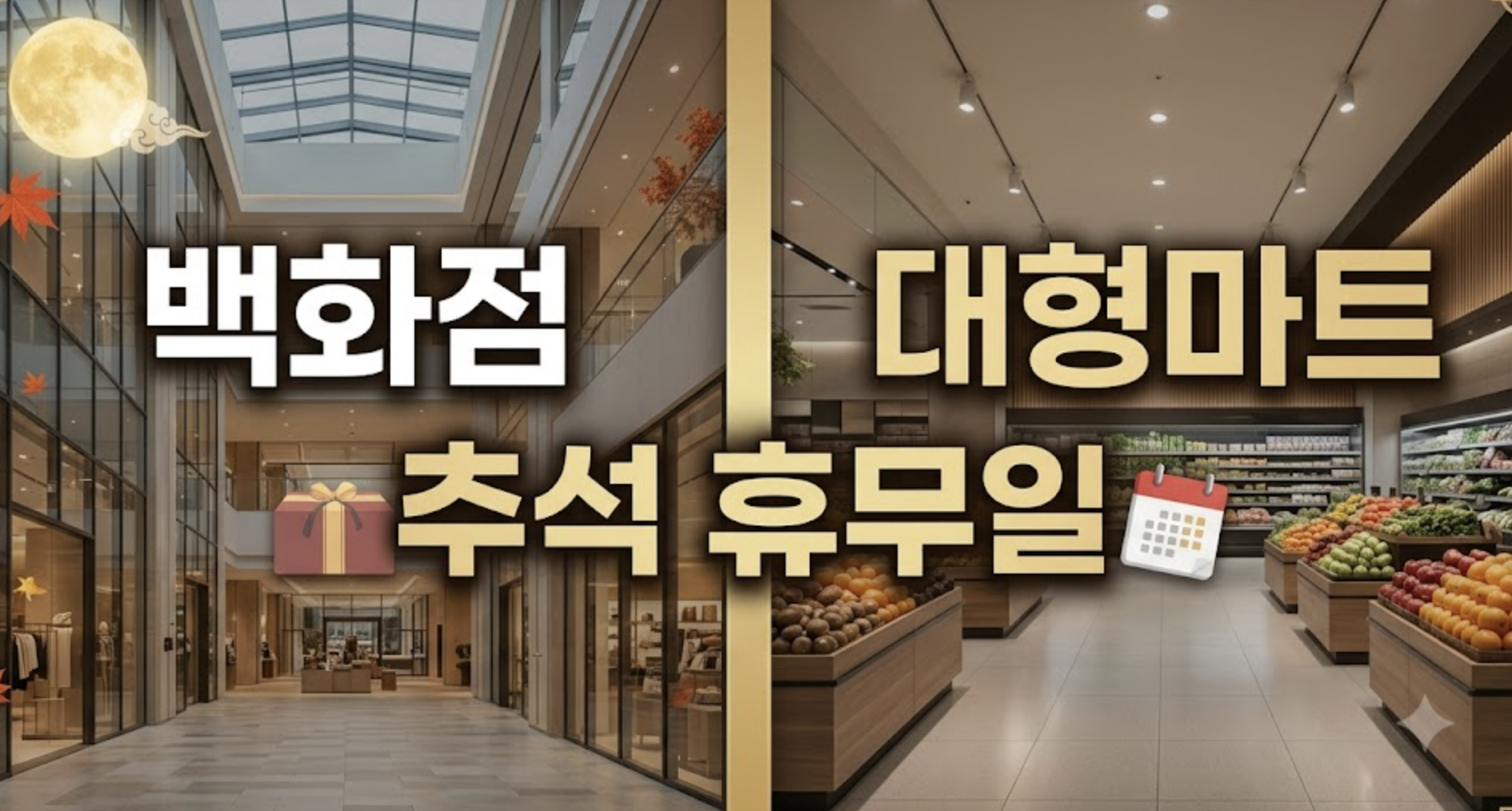 추석 연휴 백화점 대형마트 휴무일 총정리
