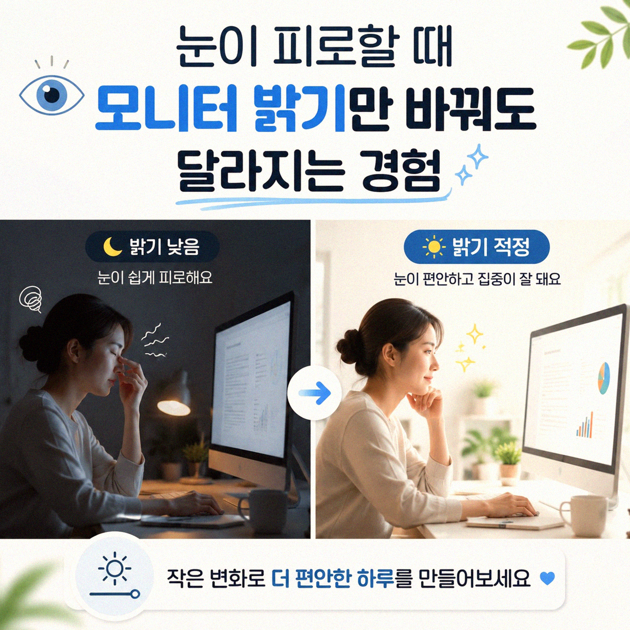 모니터 밝기 색온도 조절로 눈 피로 달라지는 이유