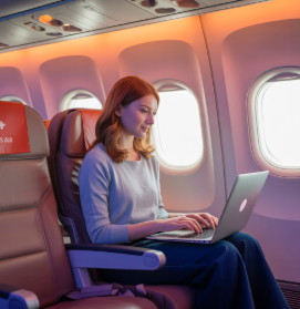 스위스 커넥트 기내 인터넷 서비스 - 노트북을 사용하는 사람 이미지