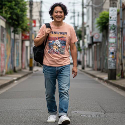 스트릿 브랜드를 입은 중년