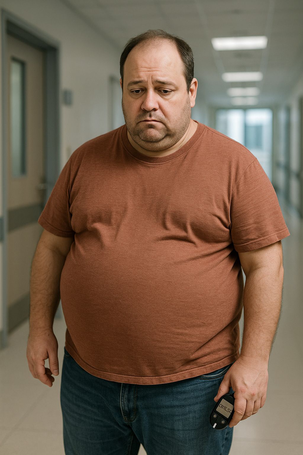 당뇨병이 있는 뚱뚱한 남성