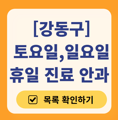 강동구 일요일 문 여는 안과 목록 찾기 ❘ 토요일, 주말, 공휴일 진료 영업 병원 목록