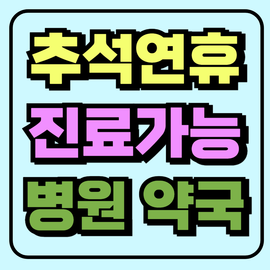 공휴일 추석 진료가능 병원 응급실