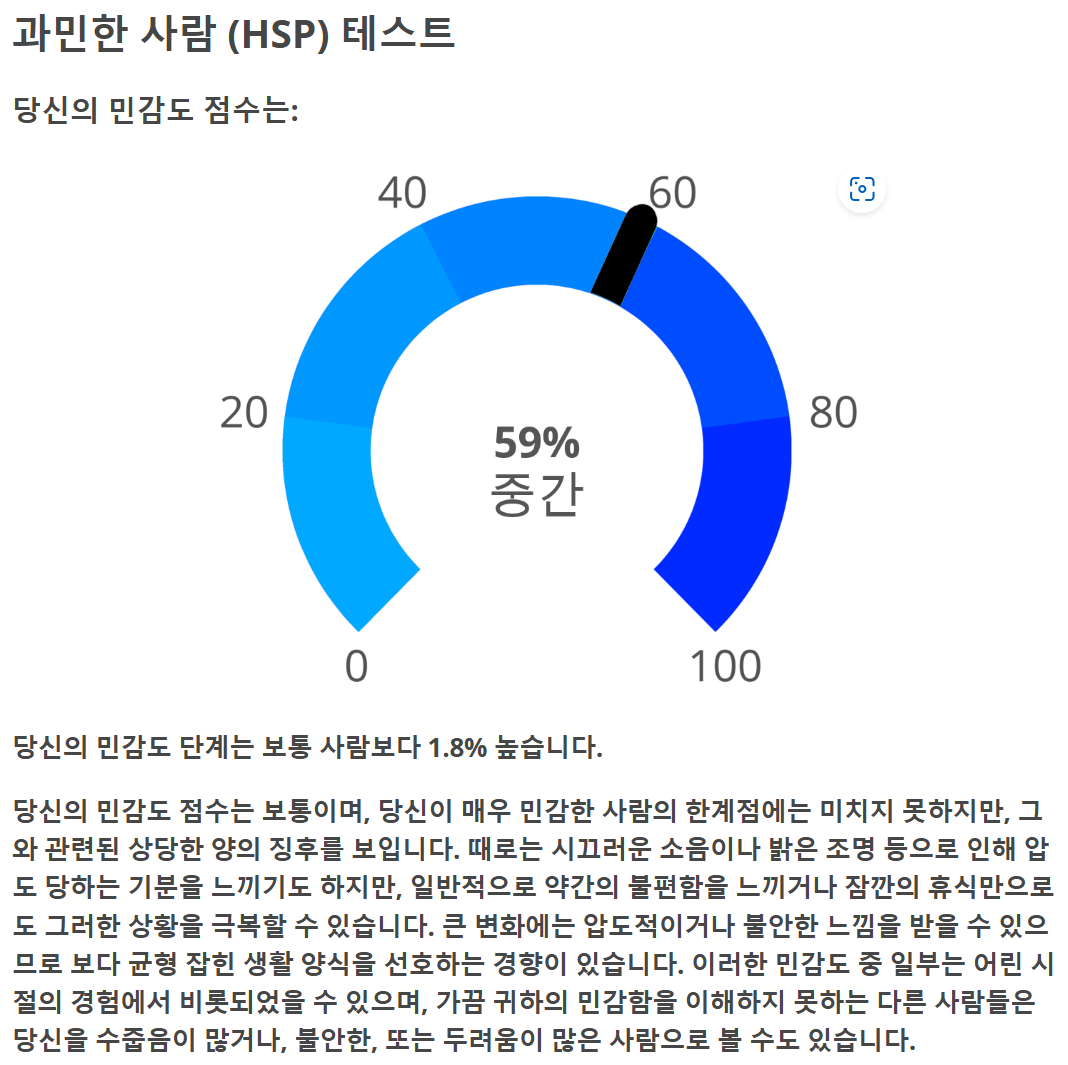 HSP테스트 결과