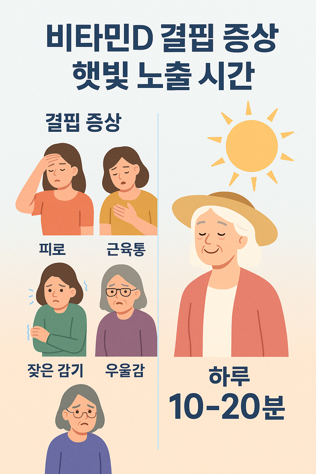 비타민D 결핍 증상과 햇빛 노출 시간 이미지