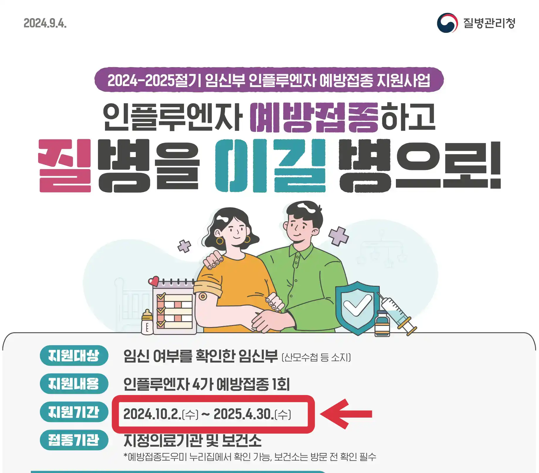 임신부 인플루엔자 무료접종 대상과 시기