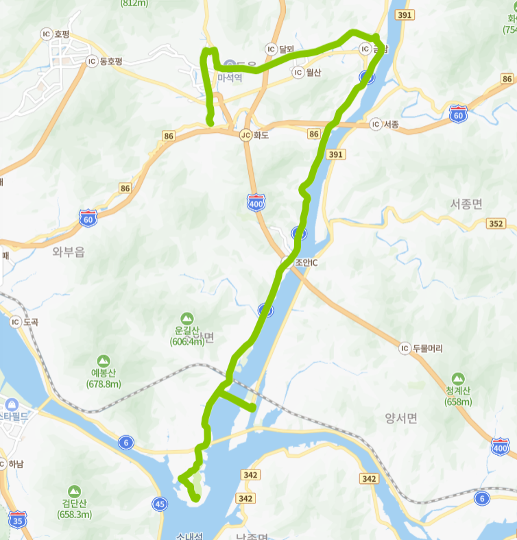 남양주-양평-58번-버스-노선-지도