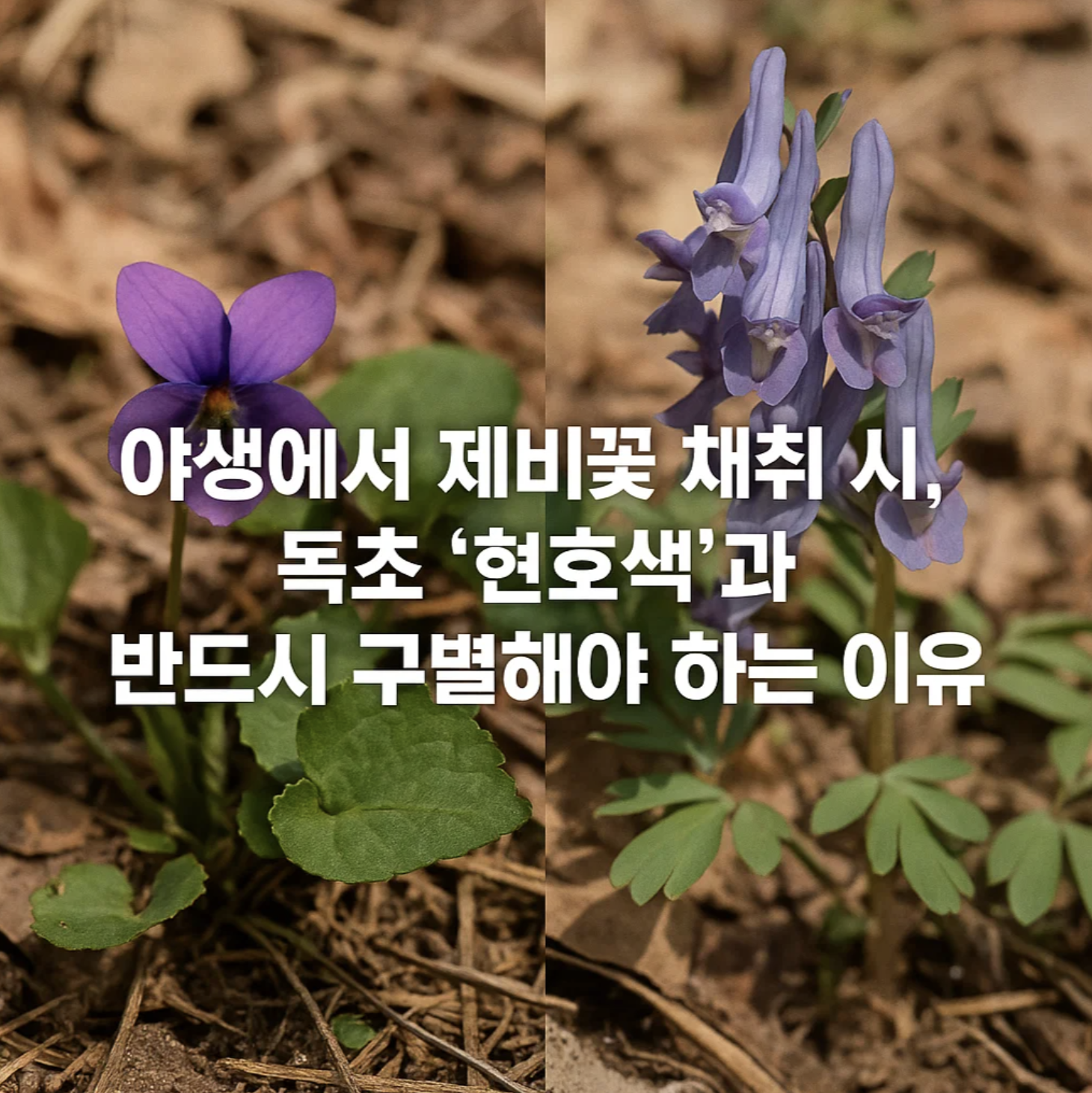 야생에서 제비꽃 채취 시, 독초 '현호색'과 반드시 구별해야 하는 이유