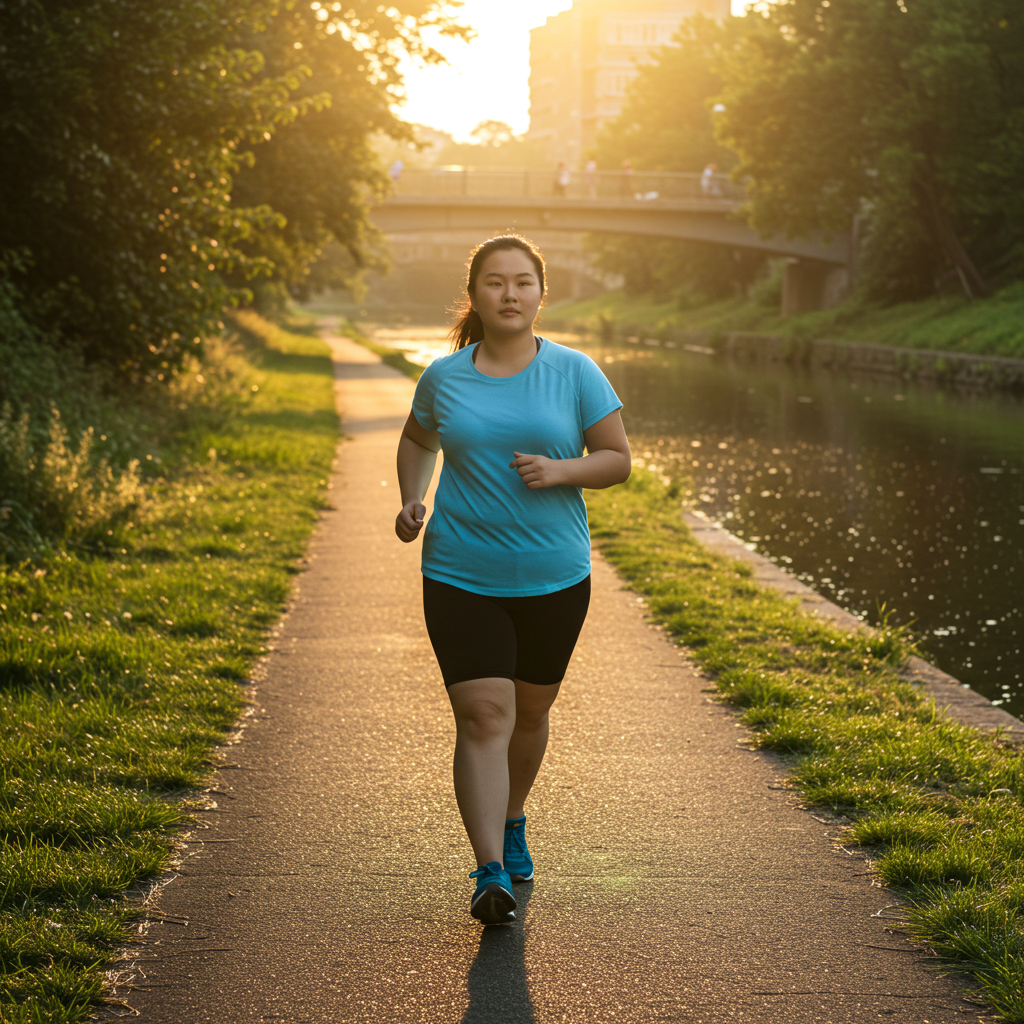 체중이 많이 나가는 러너가 뛰는 모습