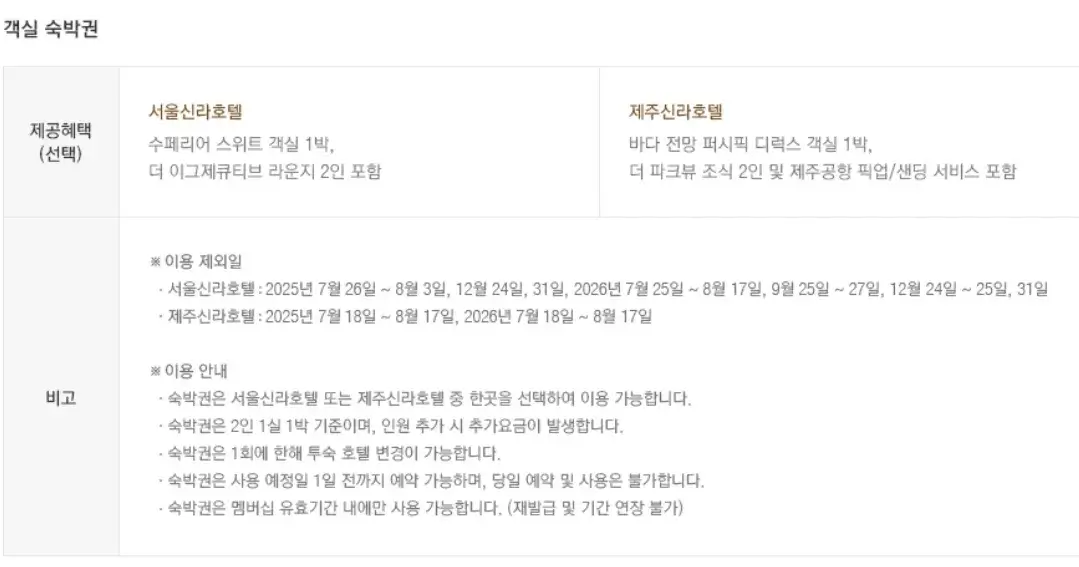 신라호텔 신라에스 블랙 멤버십 가격, 혜택 등 이용안내