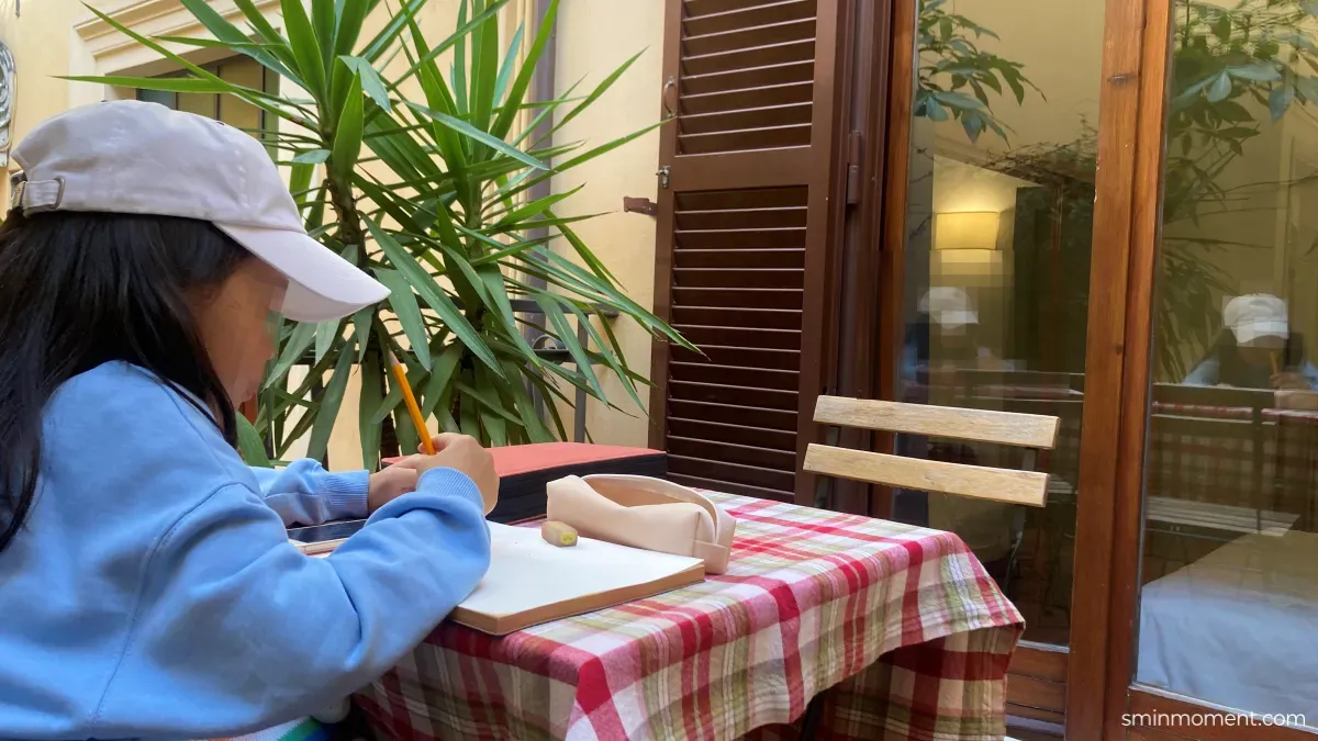 이탈리아-로마-숙소-아침-여유-테라스-그림그리기