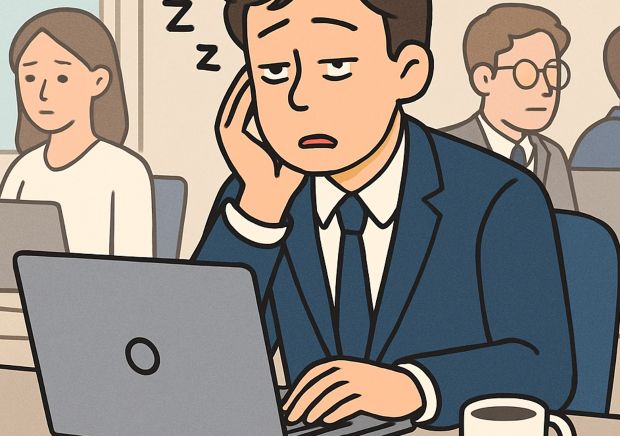 사무실에서 춘곤증으로 업무를 잘 못하고 있는 모습