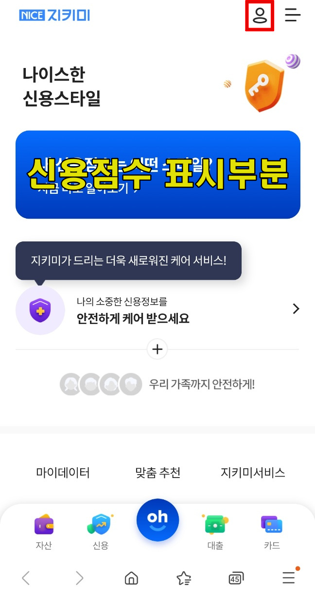 나이스-지키미-신용점수-조회화면