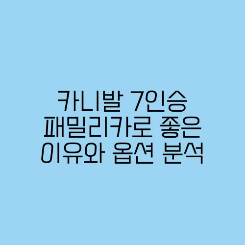 카니발 7인승 패밀리카로 좋은 이유와 옵션 분석