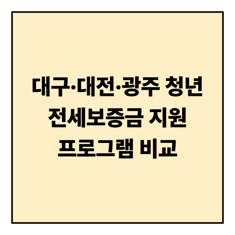 대구·대전·광주 청년 전세보증금 지원 프로그램 비교
