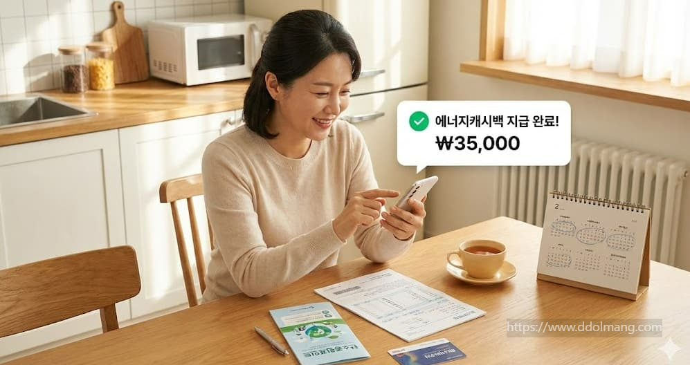 에너지캐시백을 지급 받은 화면