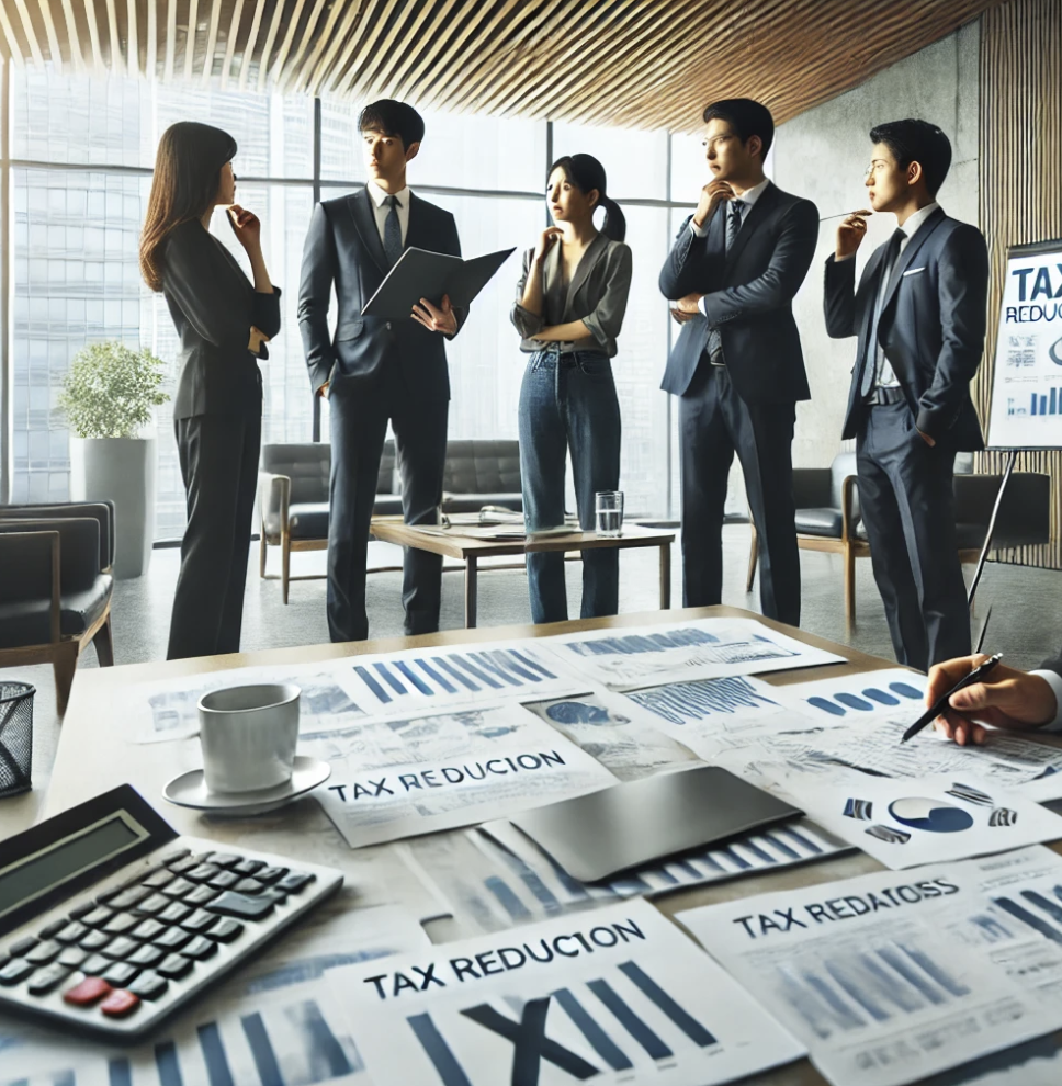 비즈니스 전문가들이 세금 절감 전략을 논의하는 장면