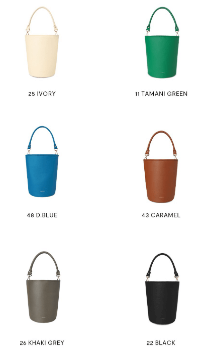 CJ온스타일 피브레노 마이버킷백 홈페이지 6가지 컬러 안내