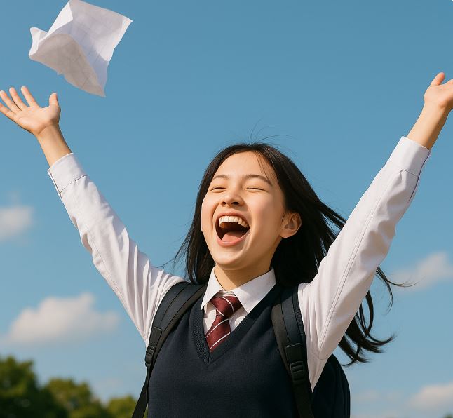 수능시험이 끝나고 자유를 만끽하는 학생