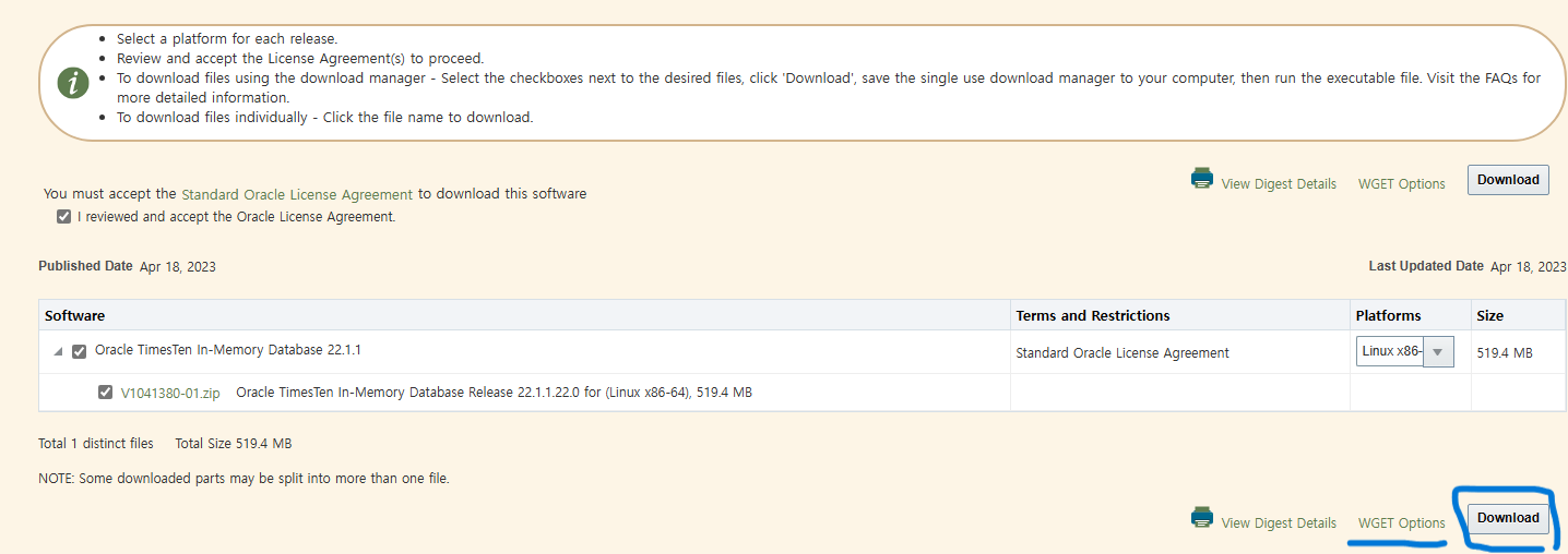 다운로드 페이지에서 다운로드 버튼 활성화