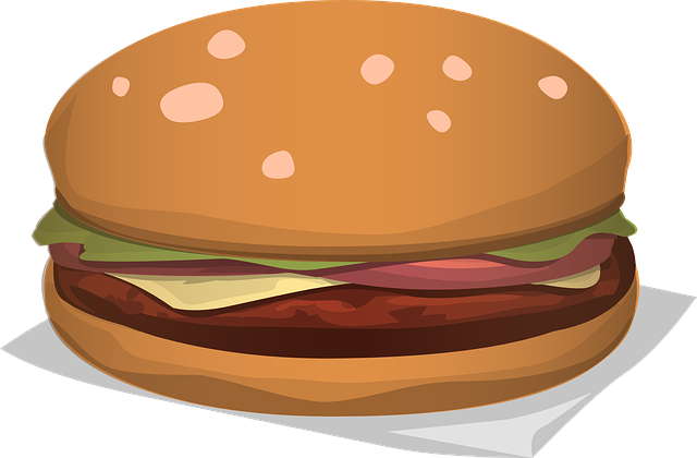 고기패티가 끼워져 있는 햄버거