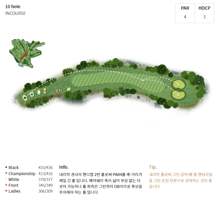 자유 컨트리클럽 인코스 공략도 10