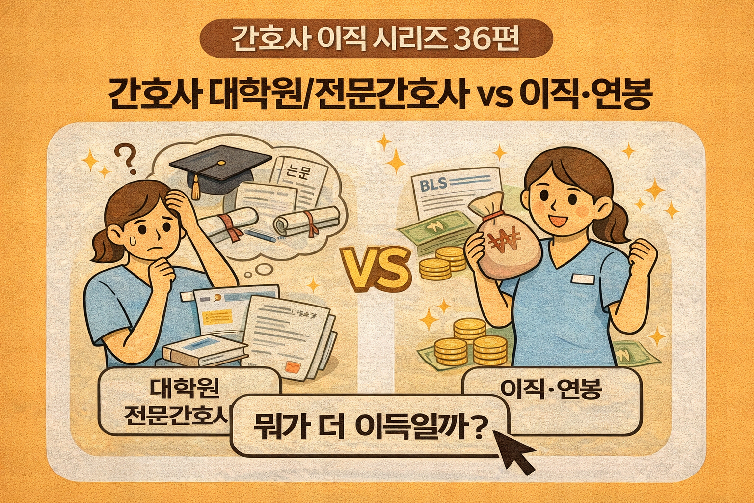 🩺 간호사 이직 시리즈 36편: 대학원&middot;전문간호사 vs 이직&middot;연봉 상승 ❘ 당신의 넥스트 스텝은?