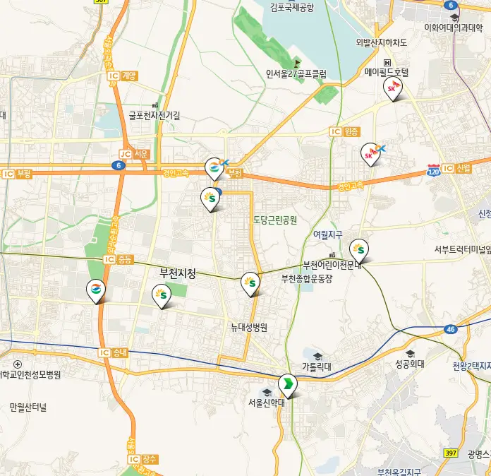 부천시 24시 주유소 위치