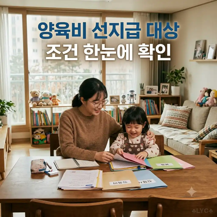 양육비 선지급 지원 자격 조건을 확인하는 가정의 모습