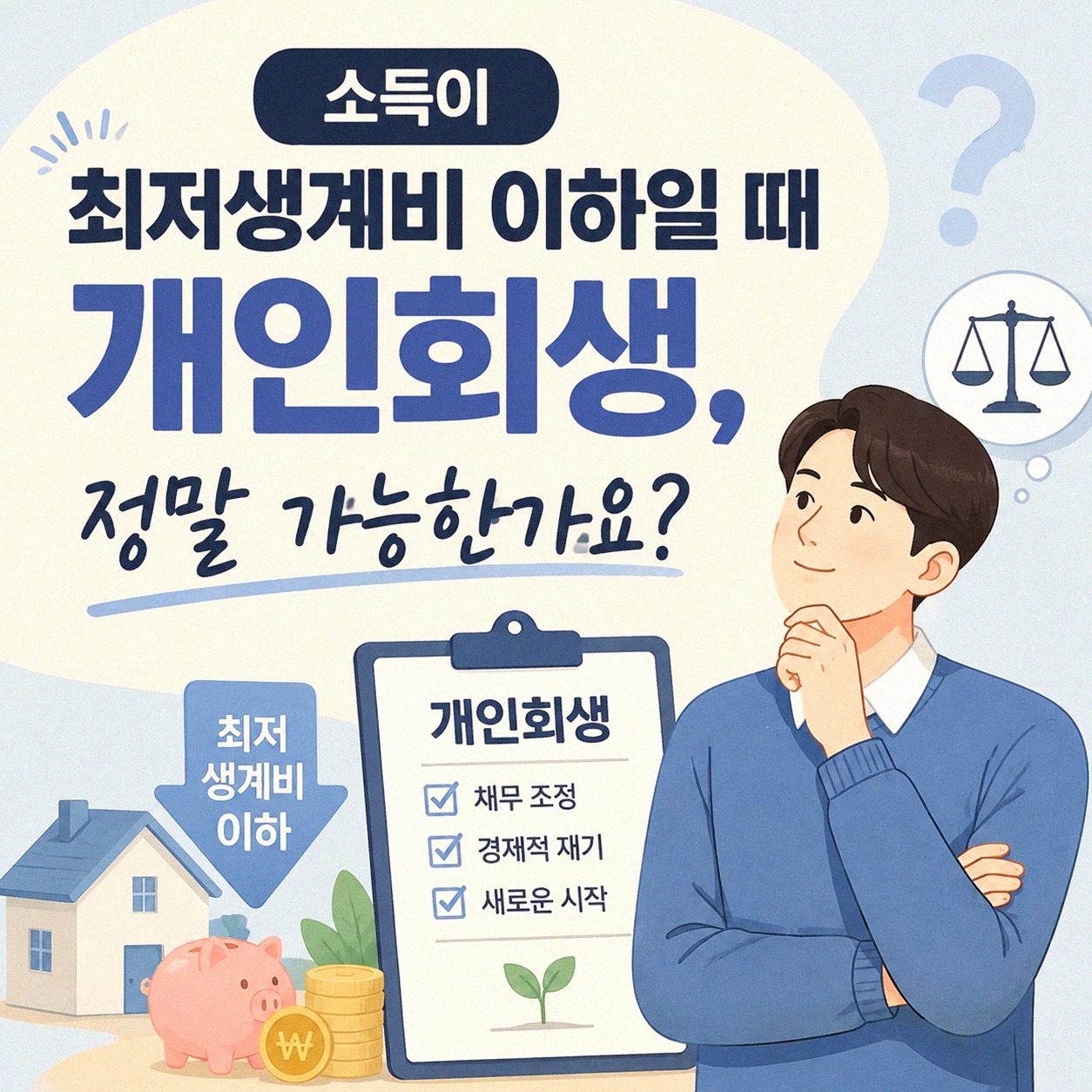 개인회생 신청할 때 수입이 최저생계비보다 적으면 어떻게 되나요?