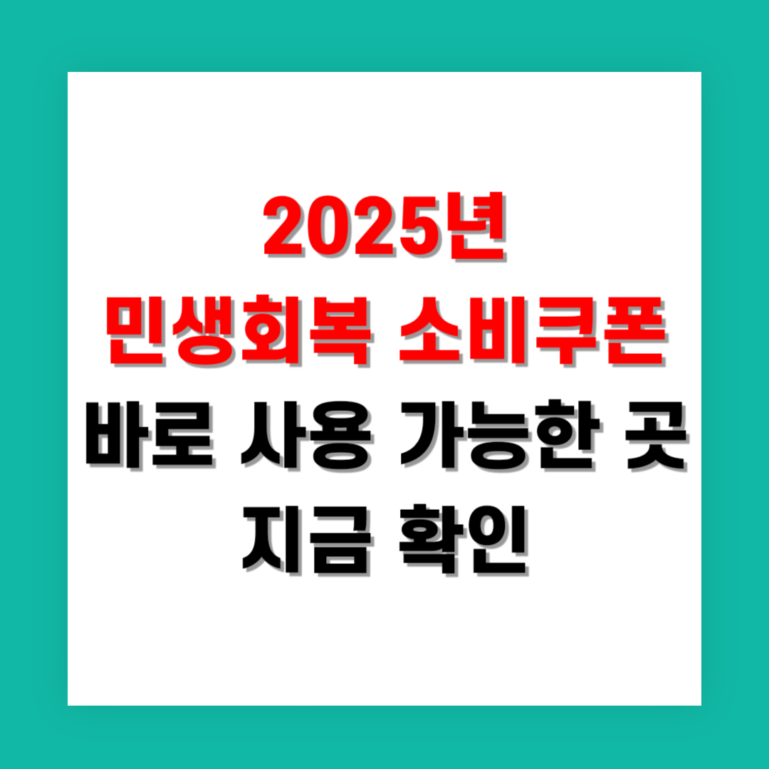 2025년 민생회복 소비쿠폰 바로 사용 가능한 곳 지금 확인