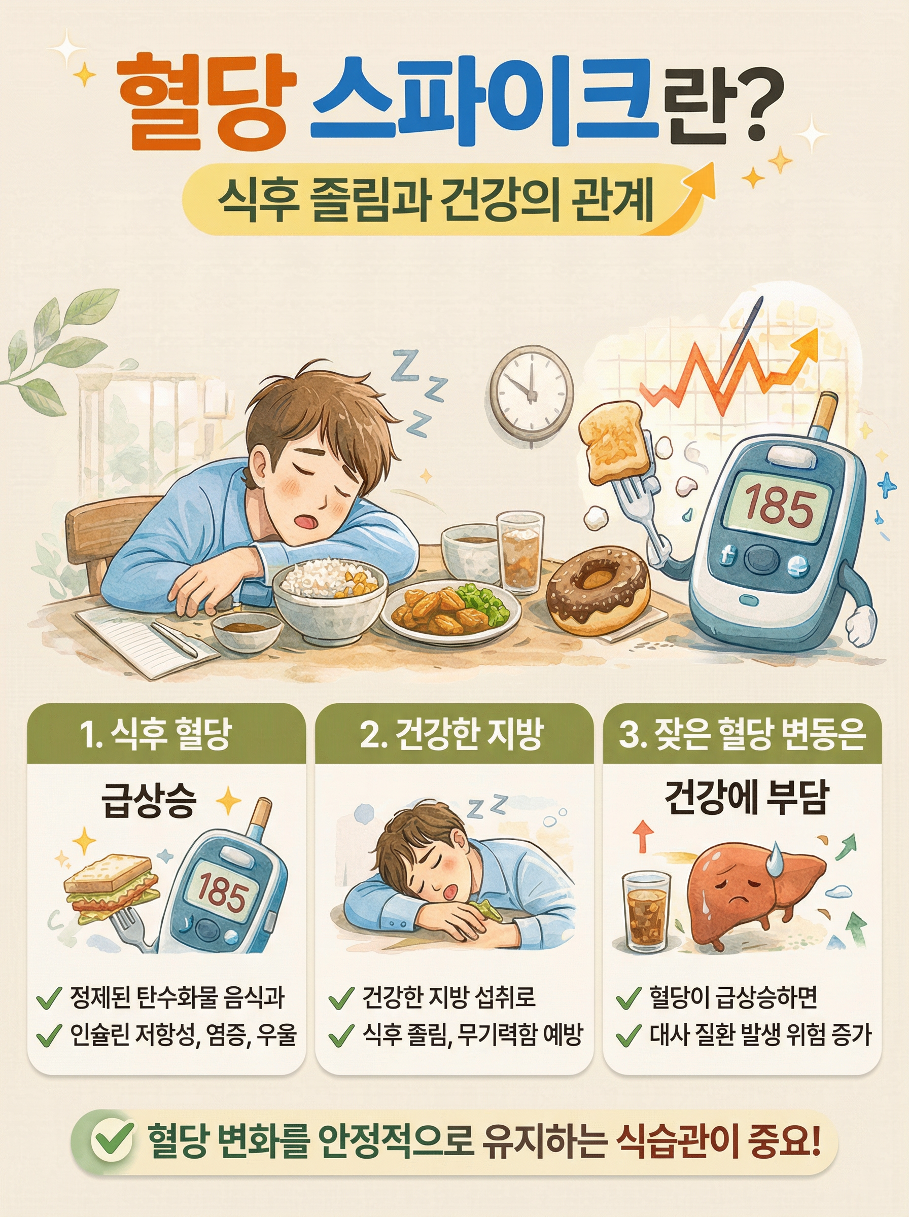 왜 자꾸 밥 먹고 나면 잠이 오는지?혈당 스파이크란?