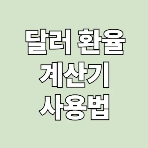 달러 환율 계산기 사용법