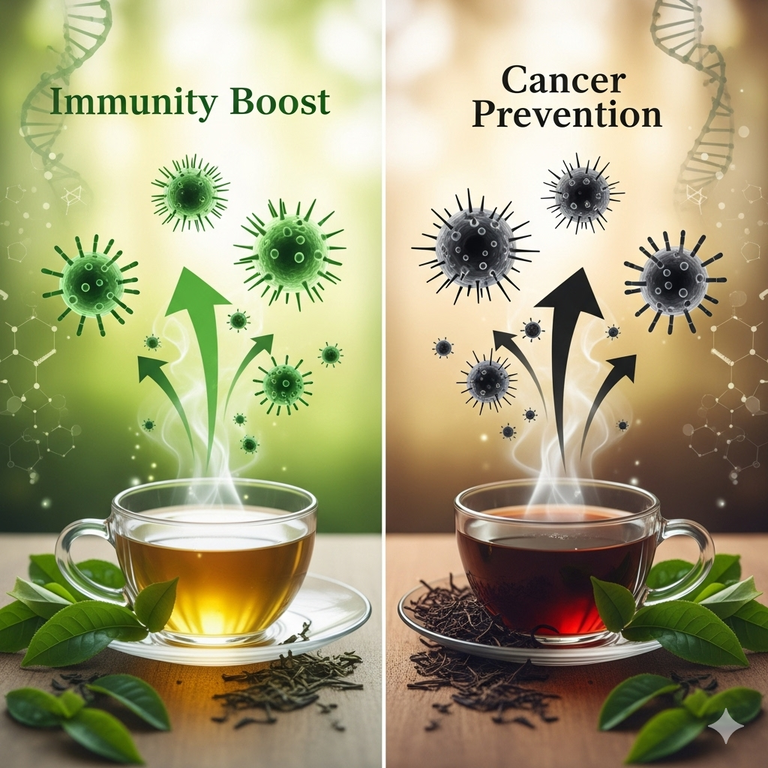 녹차와 홍차는 면역력과 암 예방에 도움을 줍니다.