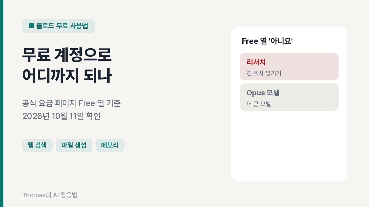 클로드 무료 계정에서 되는 기능과 유료에만 있는 기능을 두 칸으로 나눈 도입 이미지