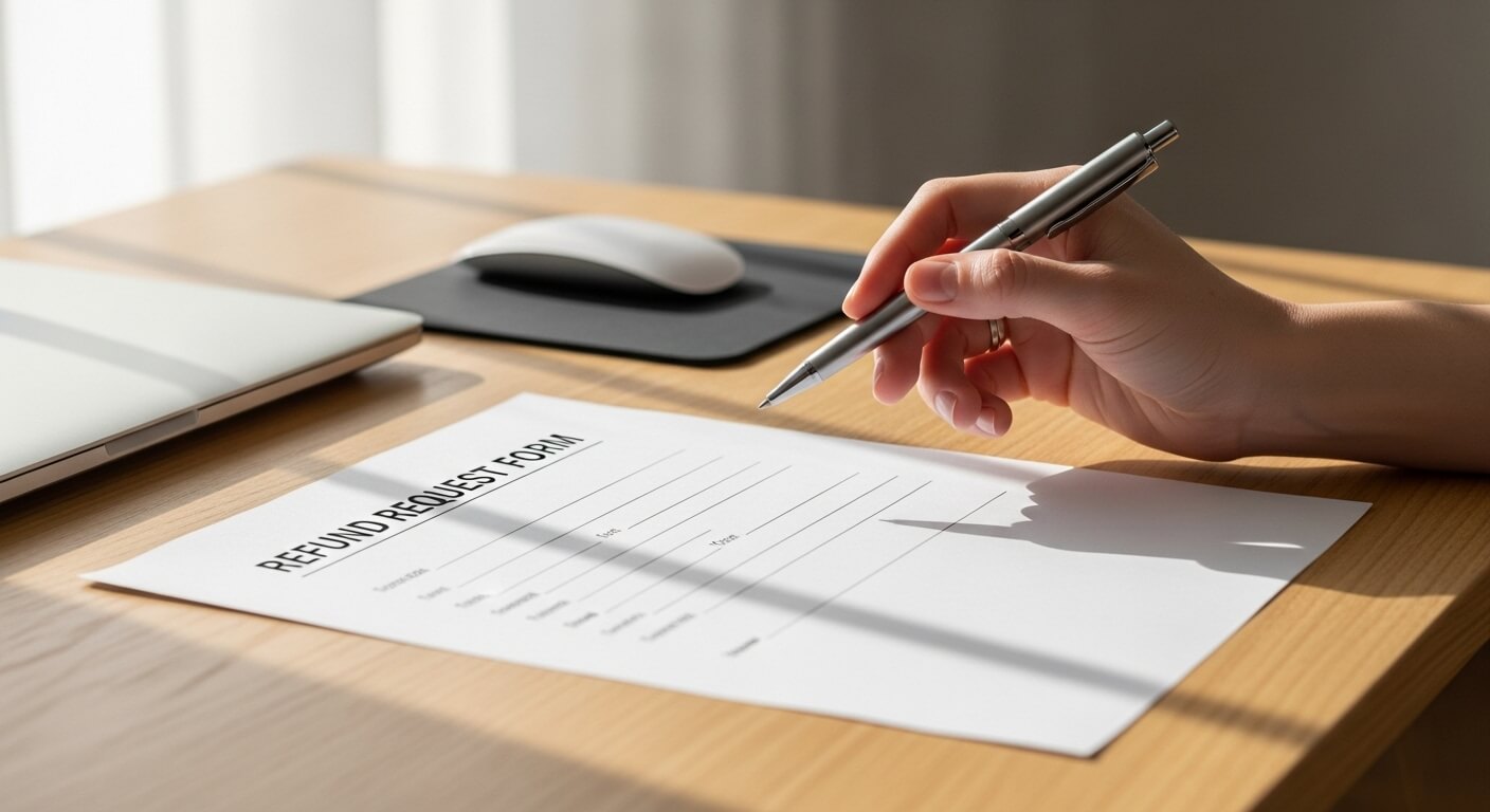 환급 신청서에 기입하는 손