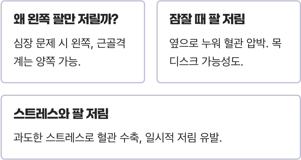 왼쪽팔저림 원인과 초기 증상 총정리, 단순 근육 피로부터 심장질환까지 구체적 분석