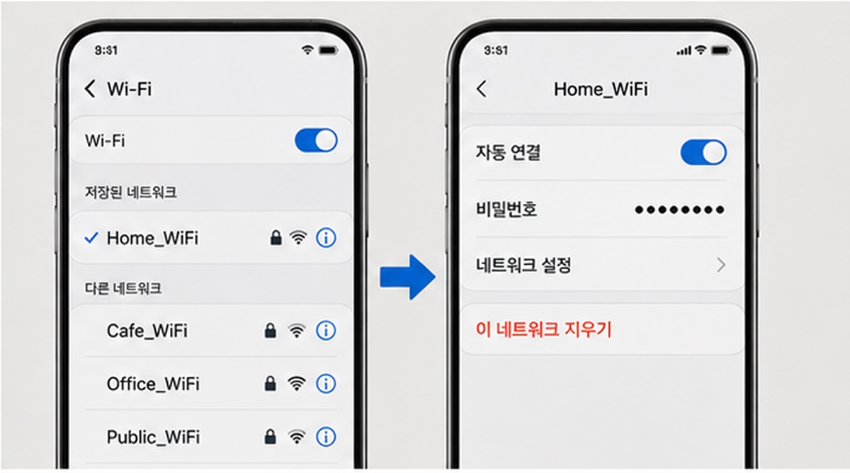 휴대폰으로 wifi설정 하는 이미지