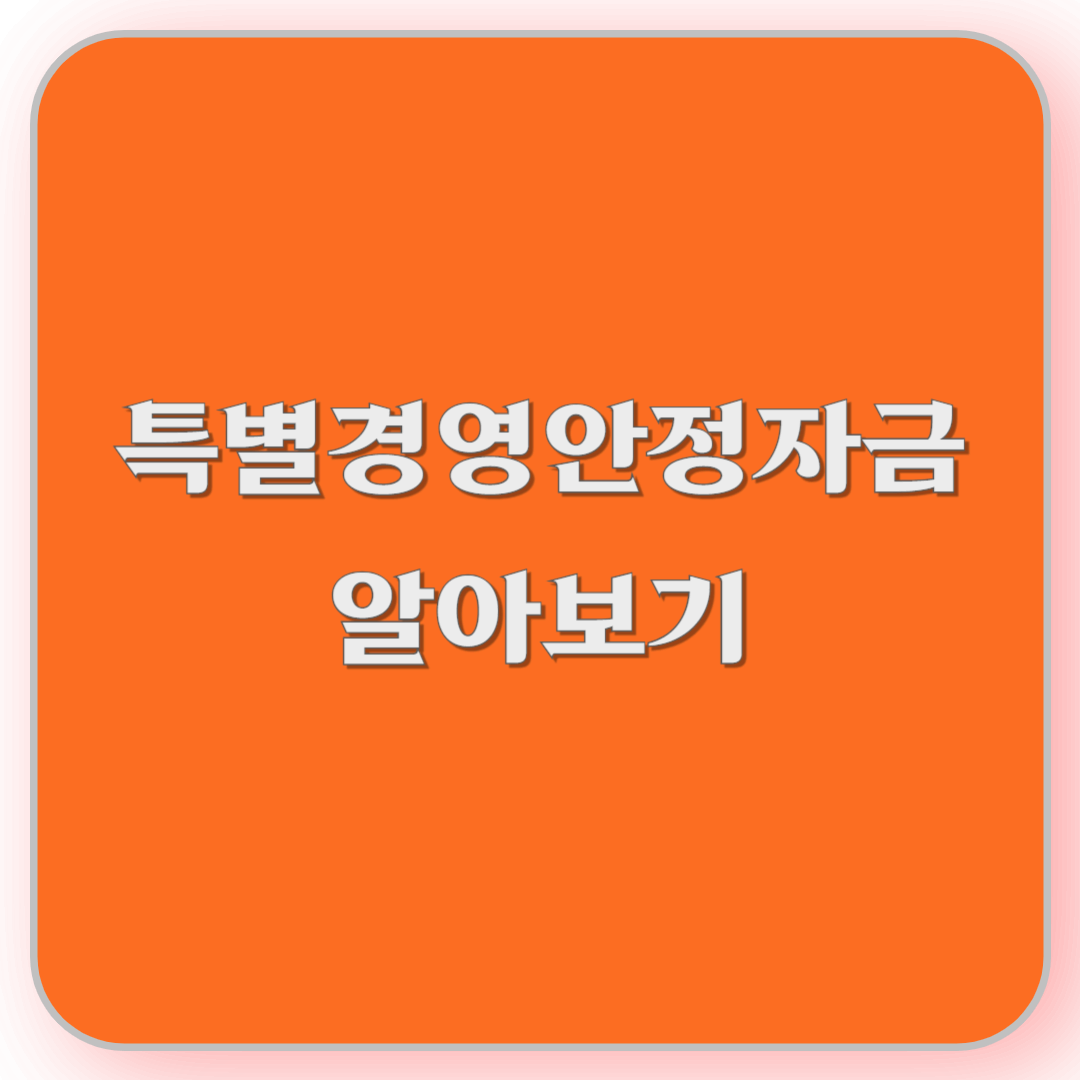 특별경영안정자금 알아보기