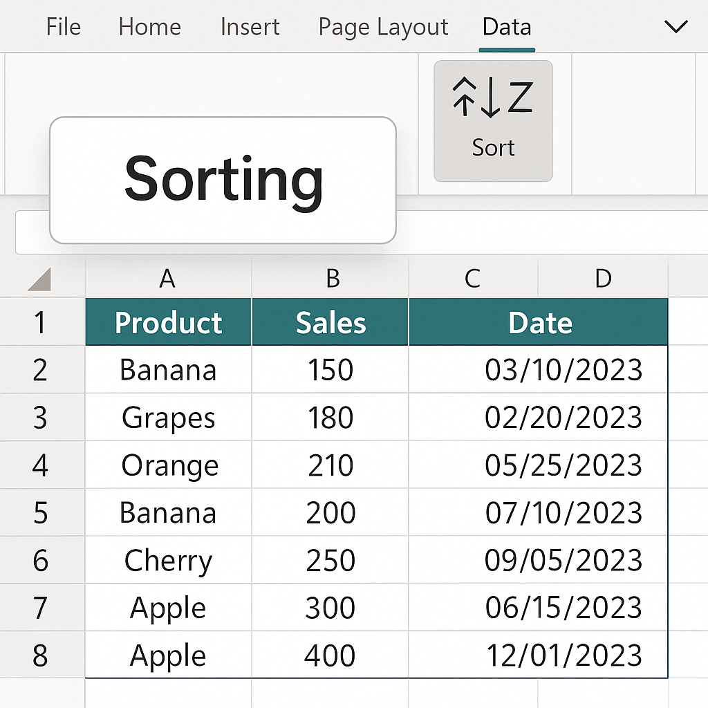 정렬 기능을 활용한 데이터 관리 관련 사진