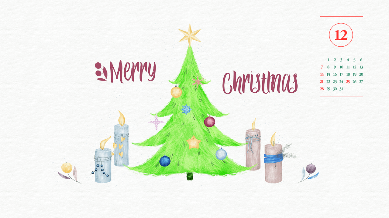 04 크리스마스트리 일러스트 A - 2025년12월 달력배경화면