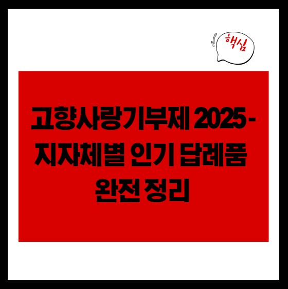 고향사랑기부제 2025 - 지자체별 인기 답례품 완전 정리