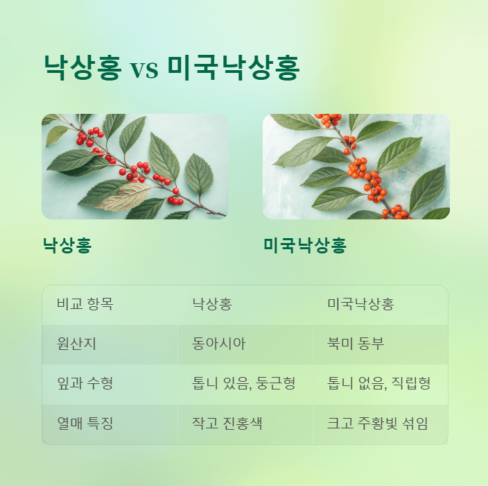 낙상홍 미국낙상홍 비교