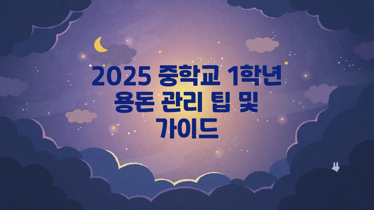 2025 중학교 1학년 용돈