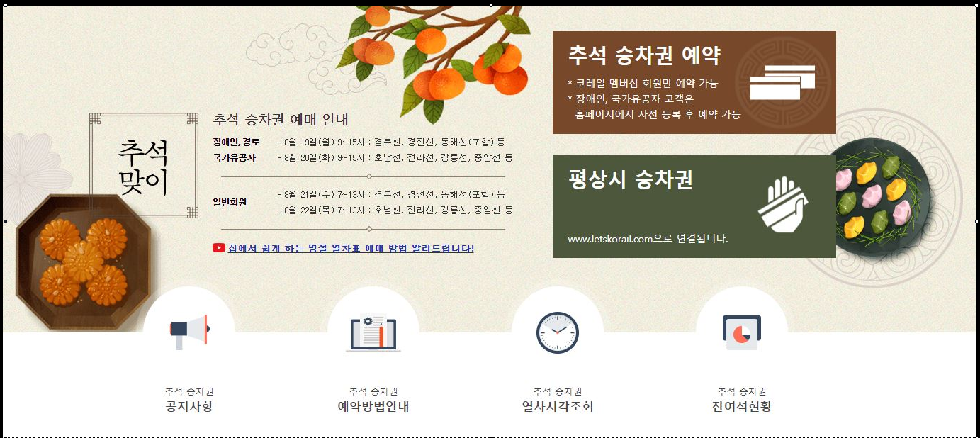 2024 추석 기차표 예매 KTX SRT 고속버스 일정