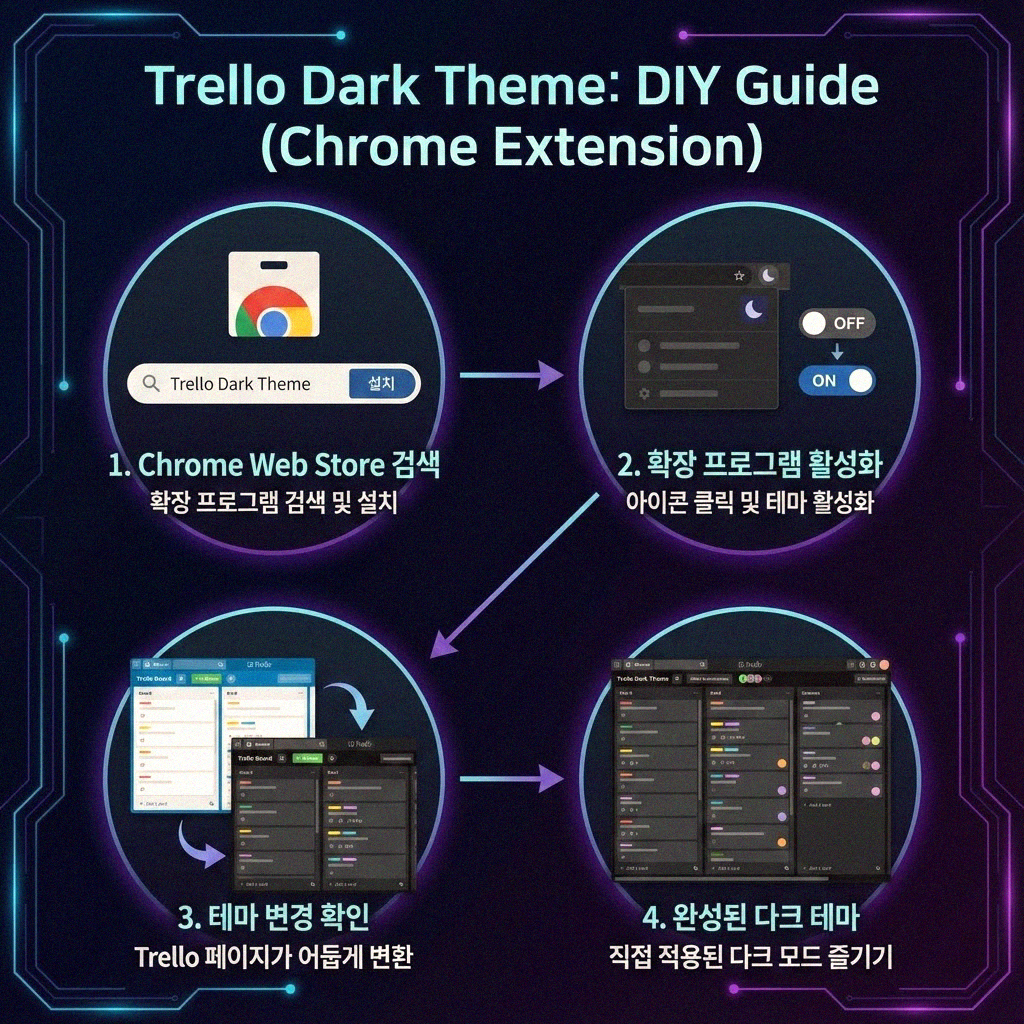 트렐로 다크 테마 설정, 어렵지 않아요