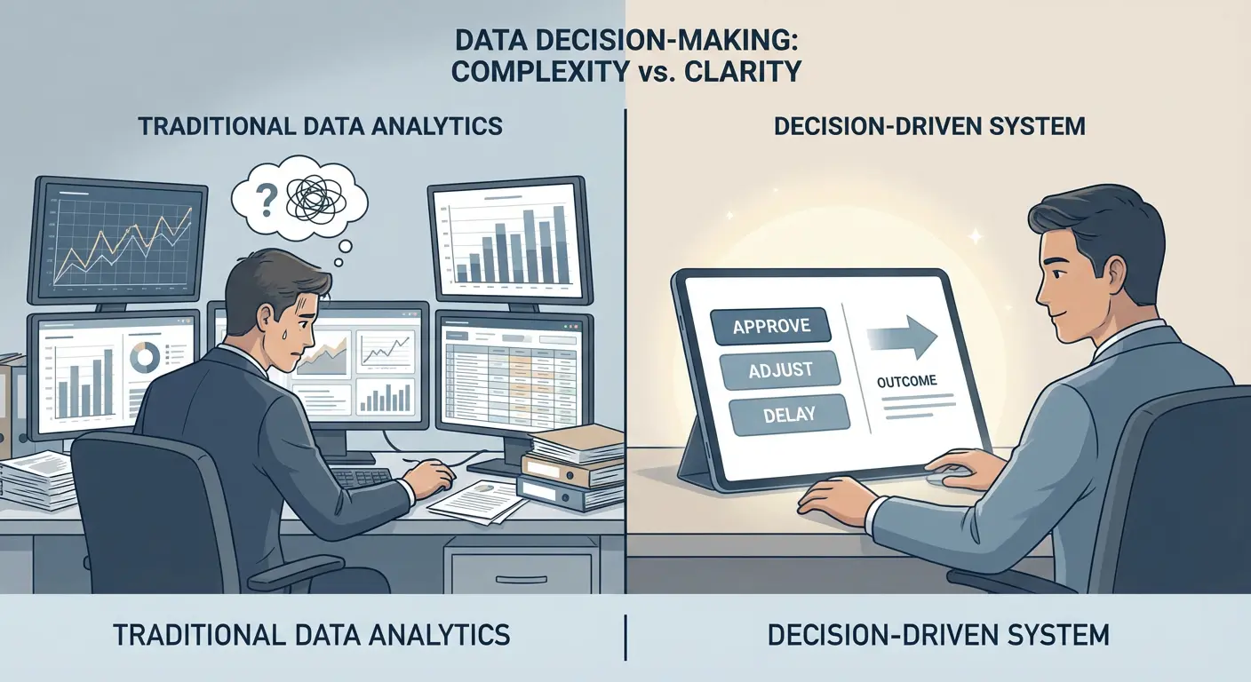 기존 데이터 보고 방식과 팔란티어 의사결정 방식의 차이